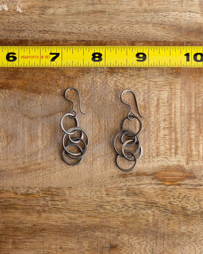 Vintage Sterling Silver Interlocking Loop Dangle Earrings