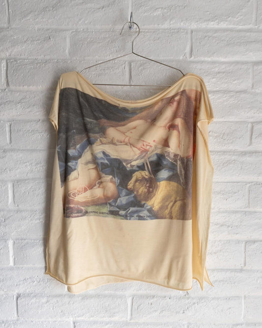 Vintage 90s Vivienne Westwood Shepherd Watching Shepherdess Wool T Shirt Size L/XL