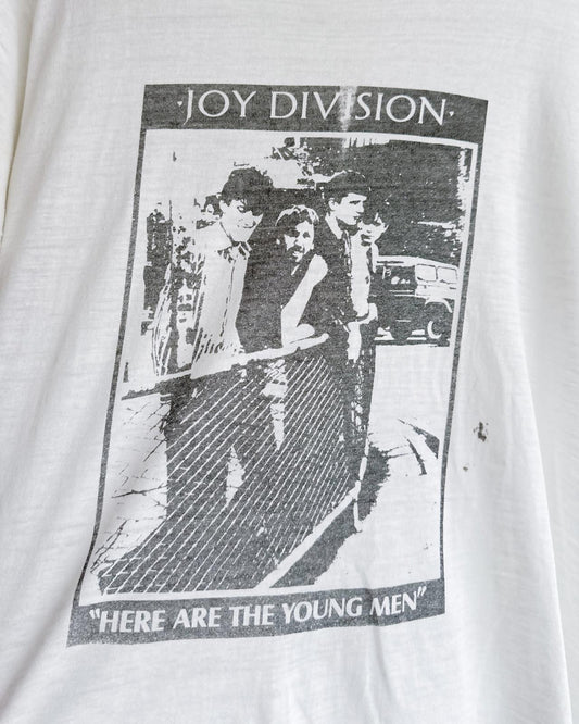 Vintage 80s Joy Division Here Are The Young Men T Shirt Paperthin Single Stitch Cropped Men's L