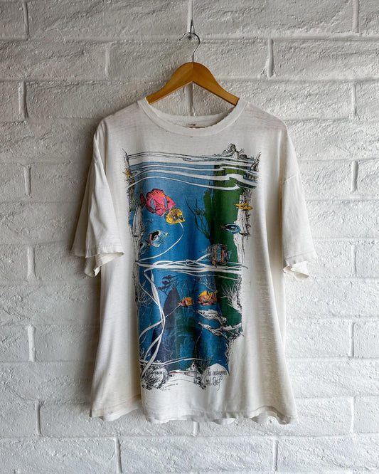 Vintage 90s Endangered Coral Reef T Shirt Single Stitch Distressed Men's XL