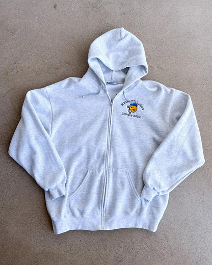 Vintage Lee Heavyweight Hoodie Y2K Gray Zip Up Weiss Building Workwear Men's L