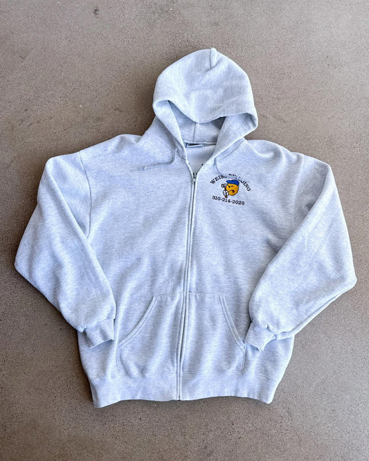 Vintage Lee Heavyweight Hoodie Y2K Gray Zip Up Weiss Building Workwear Men's L