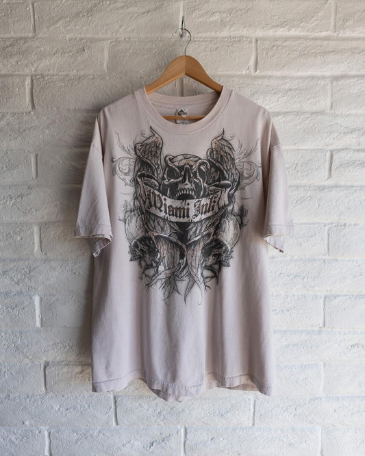 Vintage Miami Ink T Shirt Y2K Tattoo Skull Wings Men's Size XL