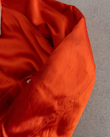 Vintage 40s 50s Orange Reversible Wool Satin Varsity Jacket T Letter Chenille Patch Men's 46 - L/XL Made In USA