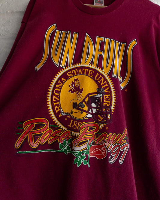 Vintage 90s Arizona State Sun Devils Rose Bowl T Shirt Single Stitch Men's Size 2XL Made In USA