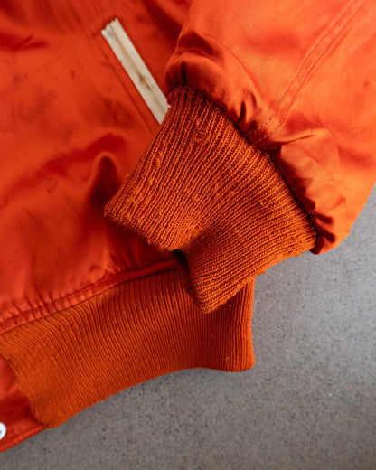 Vintage 40s 50s Orange Reversible Wool Satin Varsity Jacket T Letter Chenille Patch Men's 46 - L/XL Made In USA