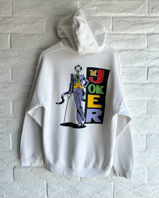 The Joker DC Comics Hoodie White Men's L Y2K Batman Superman Gotham Cartoon