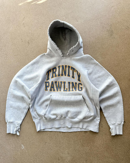 Thrashed Vintage 1970s Champion Reverse Weave Hoodie Trinity Pawling Men's M College Prep Boarding School Distressed