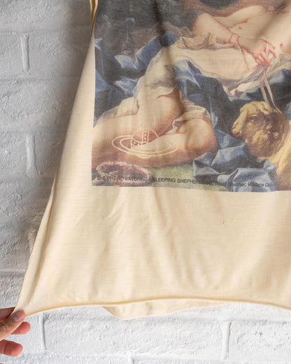 Vintage 90s Vivienne Westwood Shepherd Watching Shepherdess Wool T Shirt Size L/XL