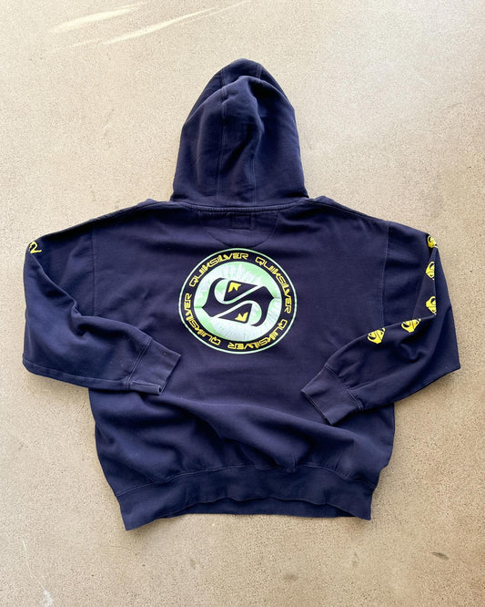 Vintage Quiksilver Hoodie Men's XL Y2K Surf Style Skater Grunge Sleeve Hit