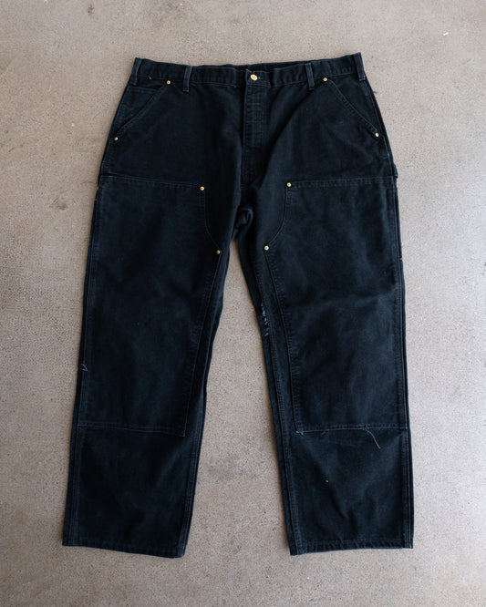 Vintage 90s Carhartt Double Knee Carpenter Pants Black Men's Size 40x28 Made In USA