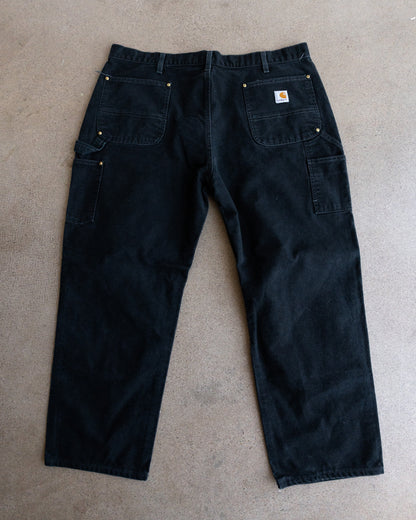 Vintage 90s Carhartt Double Knee Carpenter Pants Black Men's Size 40x28 Made In USA