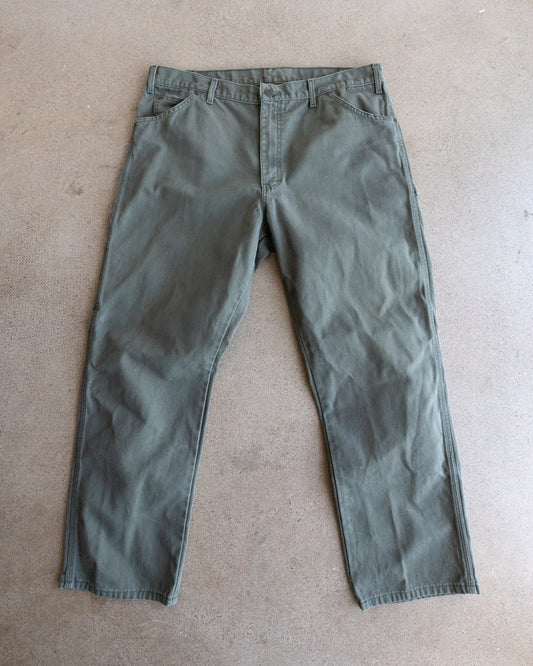 Vintage Dickies Carpenter Pants Y2K Baggy Workwear Men's 40x30 Olive Green