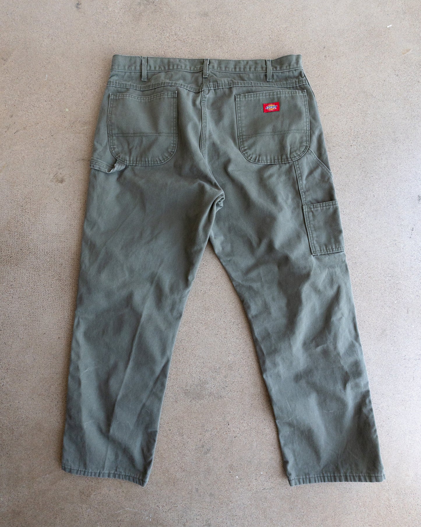 Vintage Dickies Carpenter Pants Y2K Baggy Workwear Men's 40x30 Olive Green