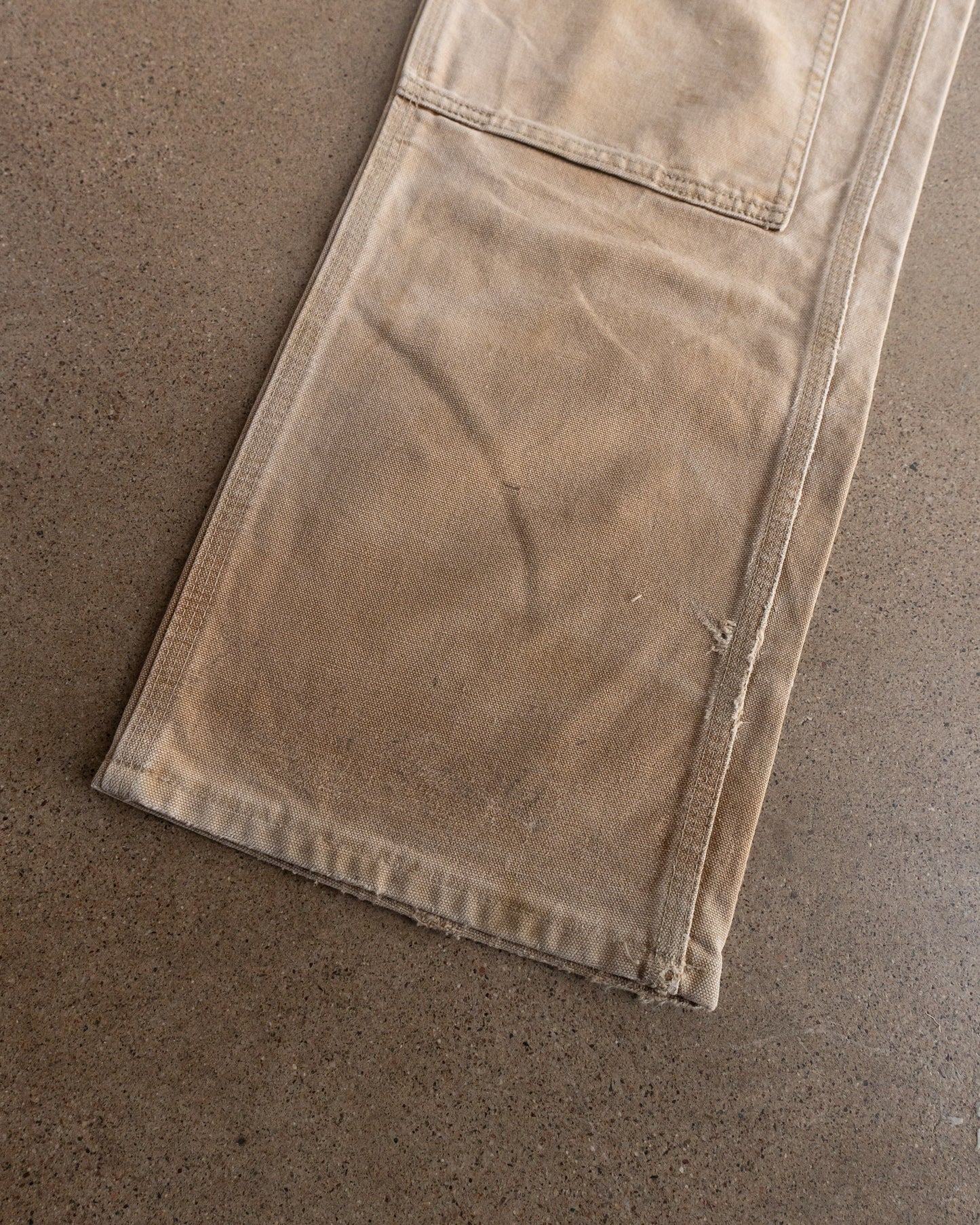 Vintage Carhartt Double Knee Carpenter Pants Workwear Distressed Sun Faded Thrashed Men's 32x34 Tan Beige