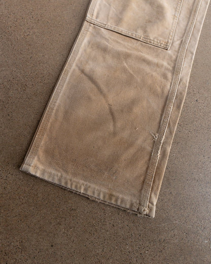 Vintage Carhartt Double Knee Carpenter Pants Workwear Distressed Sun Faded Thrashed Men's 32x34 Tan Beige